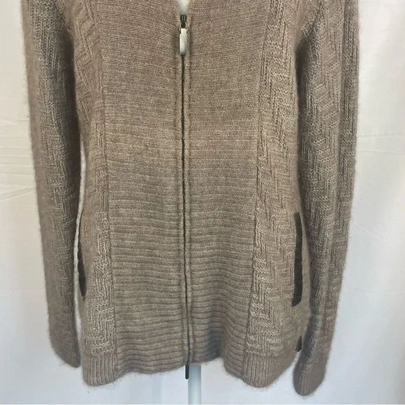 Qiviuk Joel Woman Qiviut/Merino/Silk Zip-Front Cardigan Sweater L - Picture 3 of 10